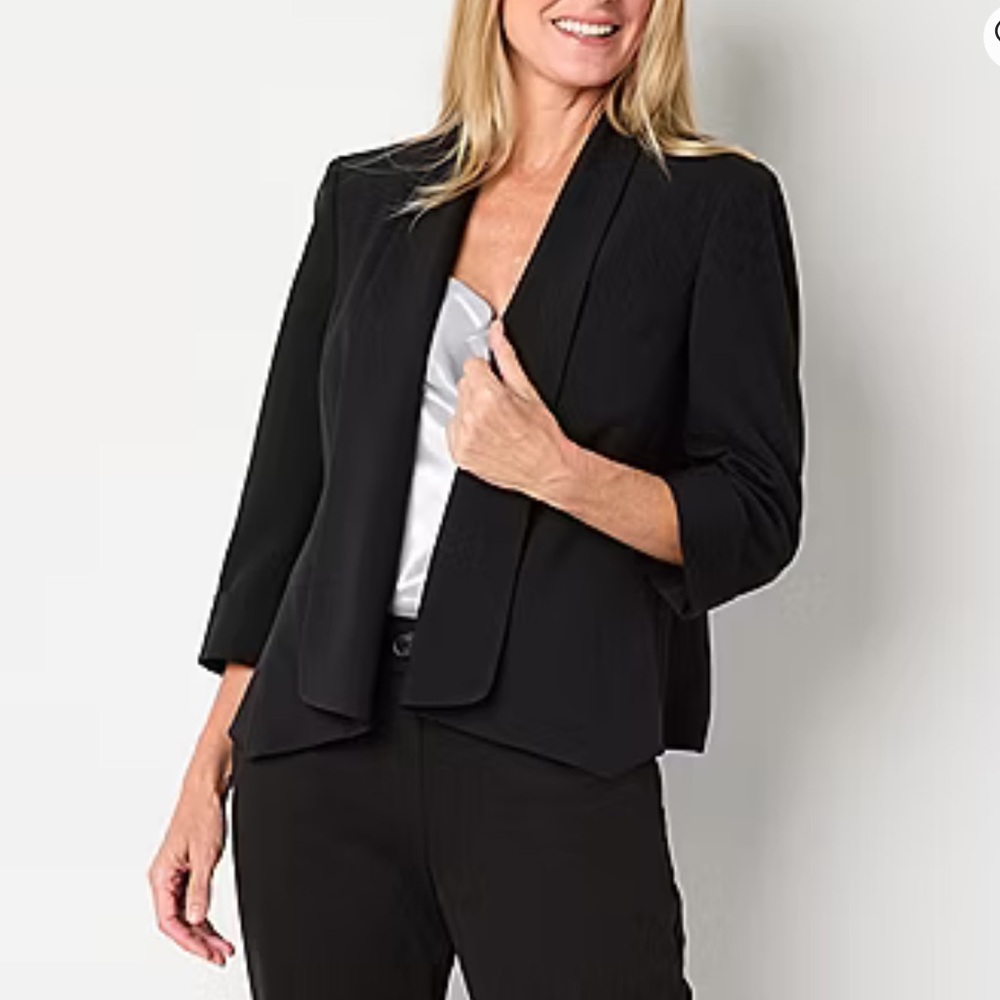 Black Label by Evan Picone Open Front Blazer